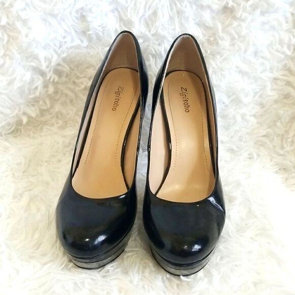 Zigisoho Black Patent Leather Pumps size 8.5 - Picture 1 of 10